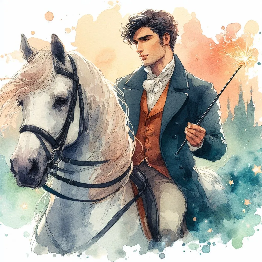 Modern depiction of the Knight of Wands — a man on horseback symbolizing attraction, intensity, and impulsive romantic energy.